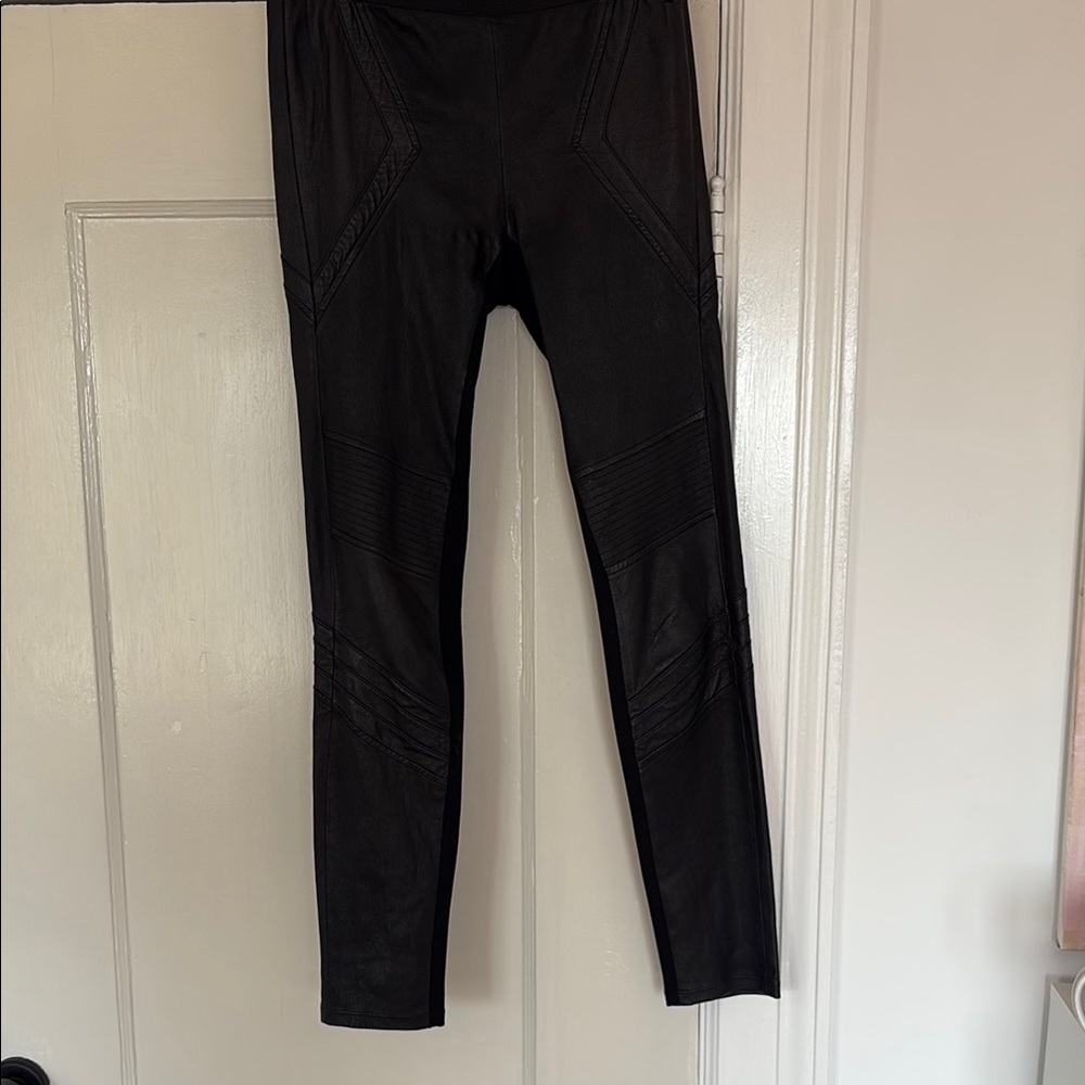 Ashley Black 100% Leather and Stretch mix media Leggings